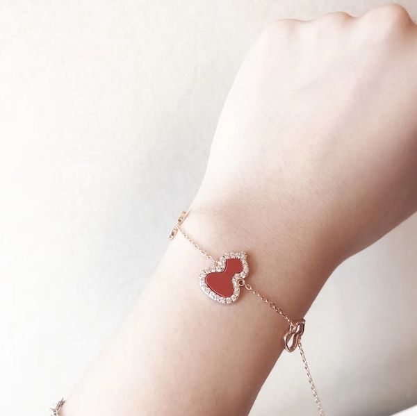 

exquisite bracelets 925 sterling silver 18k red gourd bracelet the fusion of chinese elements and modern design showing feminine charm, Black