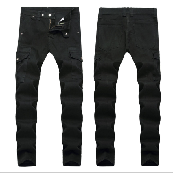 

motorcycle pants men's black jeans tide stretch feet men's jeans 1129, Blue
