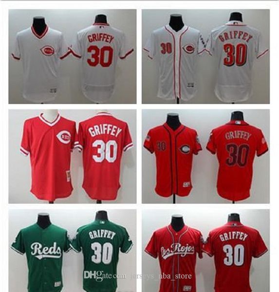 

custom men women youth reds jersey #30 ken griffey home blue red baseball jerseys, Blue;black