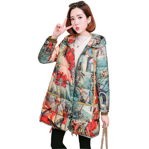 

flower down jacket female 2018 new korean fashion white duck down long women's warmth hooded outwear coats ky351, Black