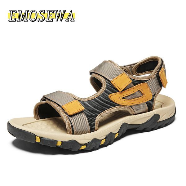 

emosewa footwear mens shoes mesh men sandals summer men shoes beach sandals fashion outdoor casual sneakers size 47, Black