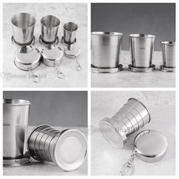 

new stainless steel telescopic cup travel outdoor folding cup mini mouthwash cup tea drinking set tumblers t2i5074