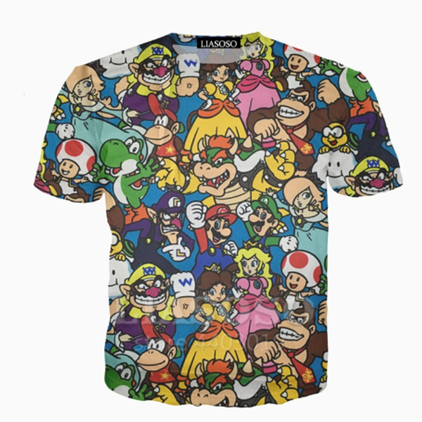 

2019 новый горячий мода аниме мультфильм super mario bros футболка хип-хоп 3d мужчины / женщины печати уличной harajuku рубашки футболка хип, White;black