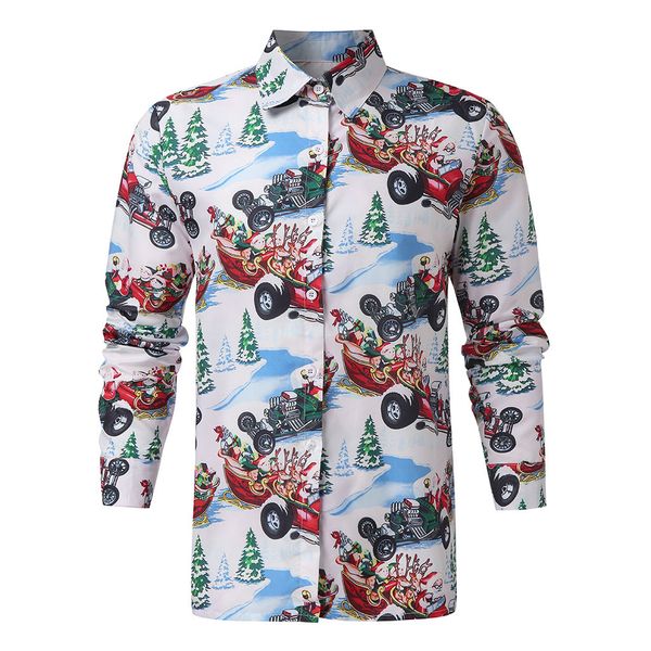 

kancoold 2019 new christmas trend men's shirt polyester regular fashion long-sleeved shirt business casual nov11, White;black
