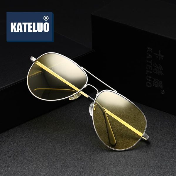 

kateluo 2020 yellow car glasses night vision goggles mens anti-glare glasses for driving women pilot polarized sunglasses 0922, White;black