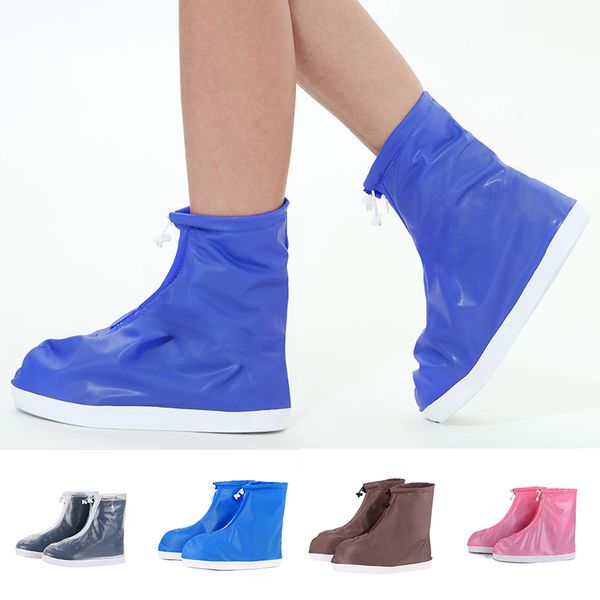 

waterproof shoes cover men women outdoor sport non-slip reusable rain shoe cover overshoes rain boots travel boots portable, White;pink