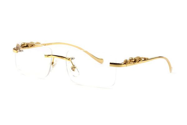 

optical leopard square for metal brand vintage clear sunglasses buffalo horn luxury glasses rimless sunglasses frame silver gold men le kear, White;black