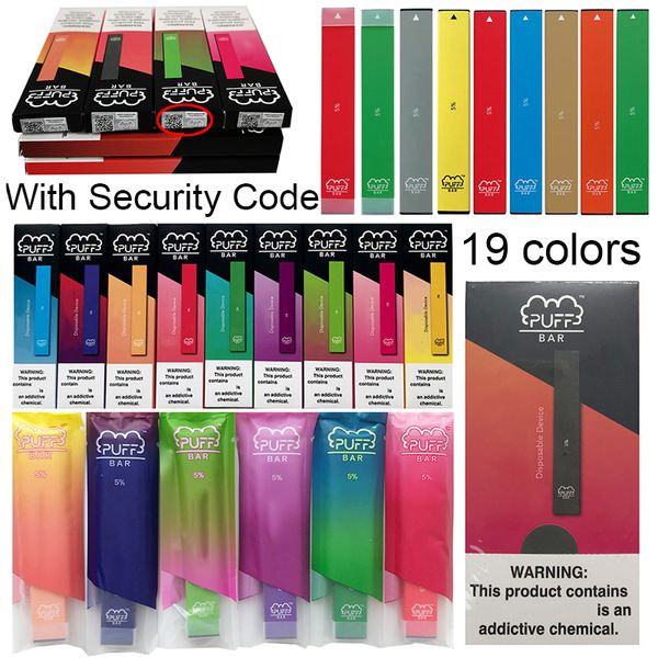 

Слоеное Bar Одноразовые Бобы устройства со стрелкой Puffbars Стартовые наборы 280mAh Аккумулятор 1,3 мл опорожнить Vape ручки с кодом безопасности 19 цветов