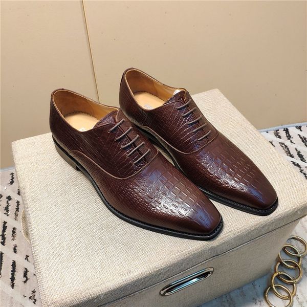 

fashion trend brand platform men's shoes new men's shoes business dress shoes lace up wedding shoe size 39-45, Black