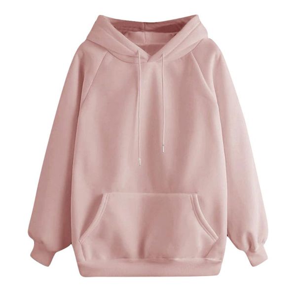 

women hoodies fall casual solid color hoodie pocket long sleeve pullover sweatshirt pastel clothes bluzy damskie z kapturem#y3, Black