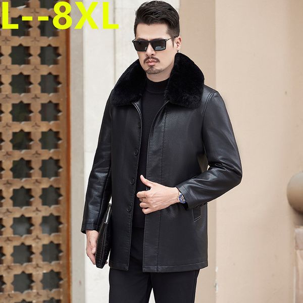 

8xl 6xl 5xl brand real leather jacket men spring fashion sheepskin leather jackets black long style jaquetas em couro masculina