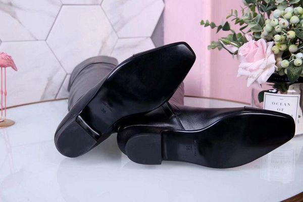 

2020 womens thigh-high snow winter cowskin 23inch booties square heels dance boot black shoes sz35-40