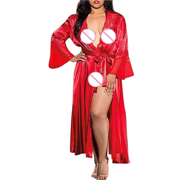 

wholeslae- bridesmaid lingerie vintage night robes dressing gown bathrobe satin robe szlafrok, Black;red