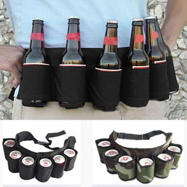 

outdoor climbing hiking 6 pack holster portable bottle waist beer belt bag handy wine bottles beverage can holder drop shipping