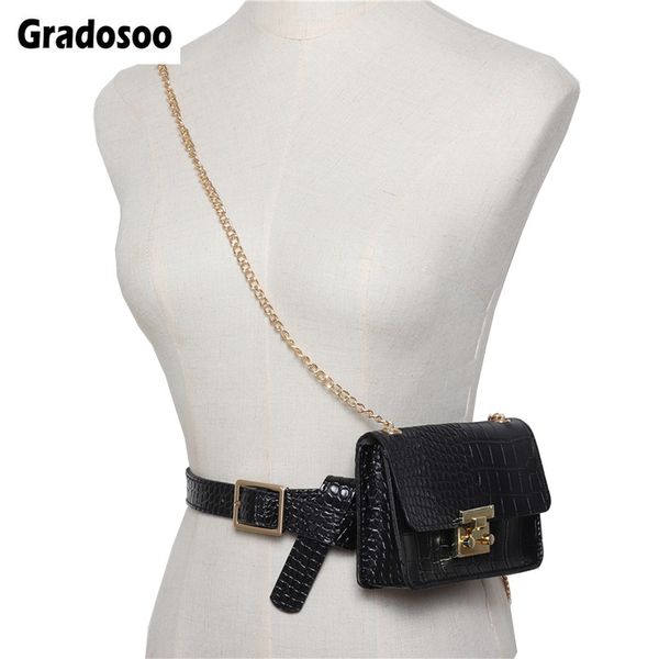 

gradosoo alligator waist bag for women belt bag leopard fanny pack female shoulder chain hip pu leather women lbf514