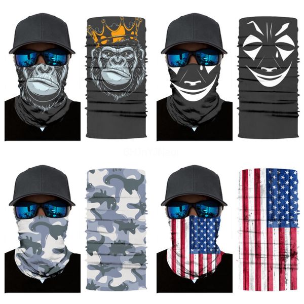 

4lzme 3d seamless magic headband joker skull skeleton bandana skull scarf tube camo army neck warmer face mask skull scarf bicycle 3d ani#98, Blue;black