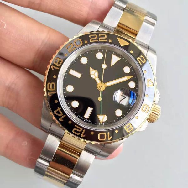 

watch gmt ii series 116713ln ceramic ring 18k gold inlay automatic movement sapphire mirror independent adjustment1, Slivery;brown