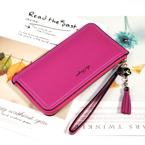 

new women ladies clutch leather wallet long card holder casual phone bag solid case tote purse handbag, Red;black