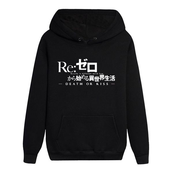 

cartoon re:life in a different world from zero long sleeves noctilucent hoodies casual sweats coat pullover hooded, Black