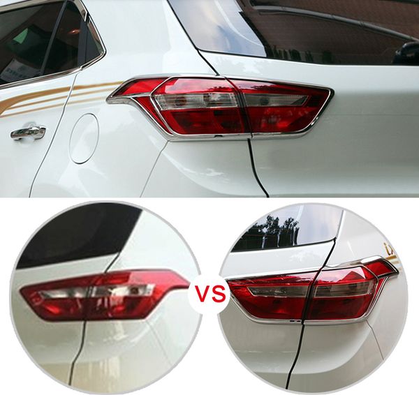 

автомобиль styling 4шт abs хромированные задний задний фонарь крышка лампы накладка для hyundai ix25 creta cantus 2014 2015 2016 2017 2018