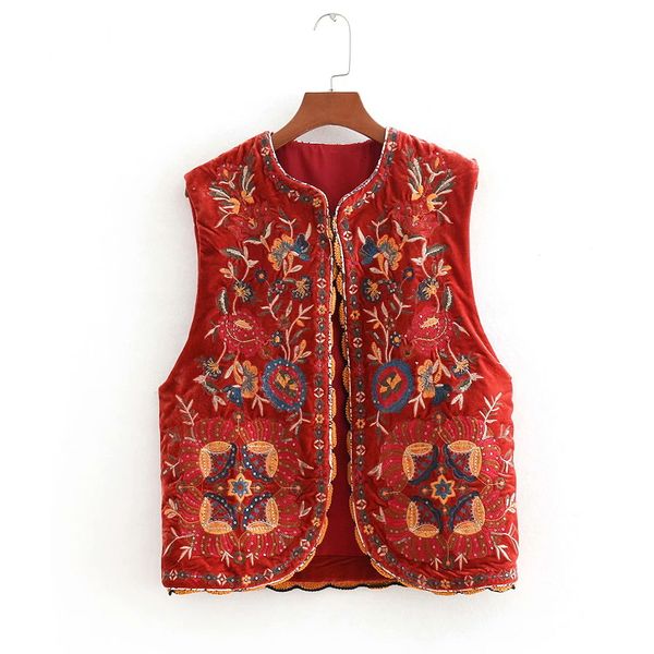 

women leather jacket coat women national style sequins embroidery sleeveless jacket casual lady velvet red coat streetwear loose ct013, Black;brown