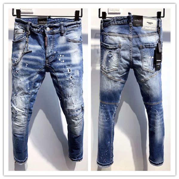 

2020 new brand of fashionable european and american men's casual jeans ,high-grade washing, pure hand grinding, quality optimization 97, Blue