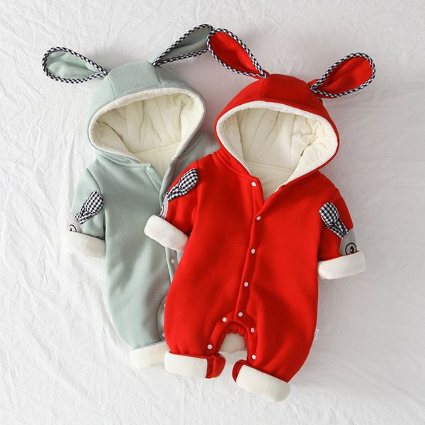

детские осенние и зимние onesies мужчины и женщины baby plus бархатные ползунки одежда для новорожденных-летняя осенняя и зимняя одежда out, Blue