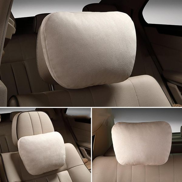 

1pc universal suede car seat headrest adjustable neck head rest cushion headrest for vehicle auto beige seat cover