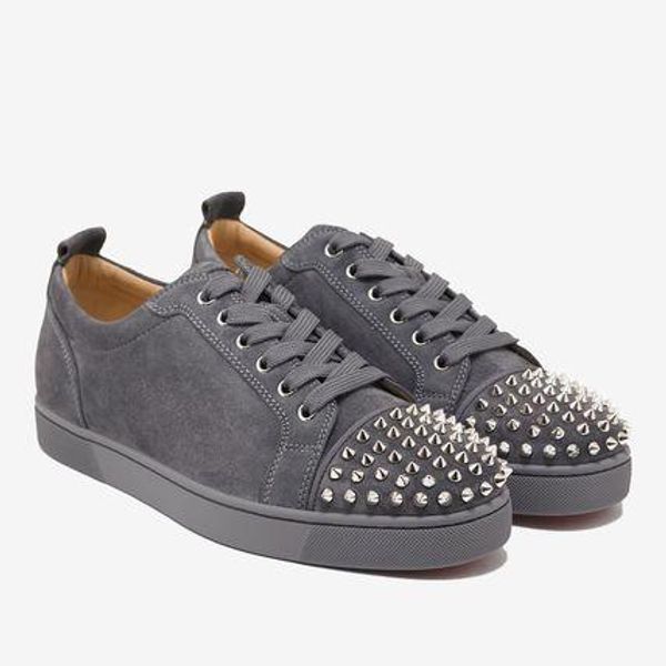 

2019 designer sneakers men's studded red bottom low-junior spikes flats shoes men and women black grey leather sneakers casual shoes