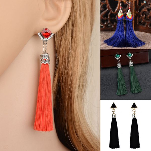 

lnrrabc new fashion 1pcs earrings retro women nation embroidered tassel morning glory hoop ear earrings jewelry alloy sale, Golden;silver