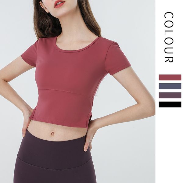 

new style yoga short sleeve t-shirt women's spring and summer short sports women's fitness clothes workout for women, White;red