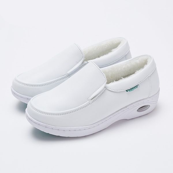 

yaerni air cushion white nurse shoes зимние квартиры 2019 кроссовки на платформе теплые мокасины с мехом скольжения на мокасины хлопчатобума, Black