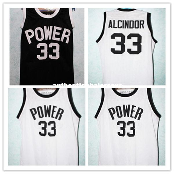 

#33 lew alcindor power high school jersey kareem abdul jabbar basketball jerseys embroidery customized any name and number, Black;blue