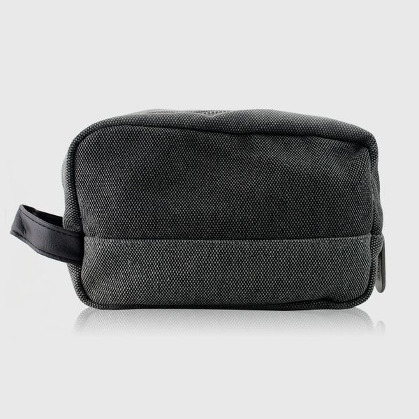 

travel bag woven canvas + leather + all steel zipper handbag cosmetic bag storage bag