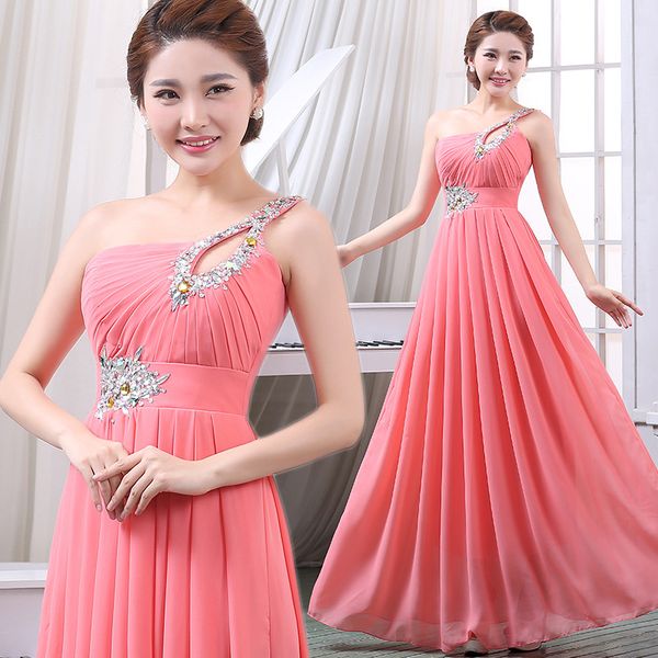 

one-shoulder sequin and beaded evening dresses a-line long prom bridesmaid dresses evening dresses prom gowns with high quality, Black;red