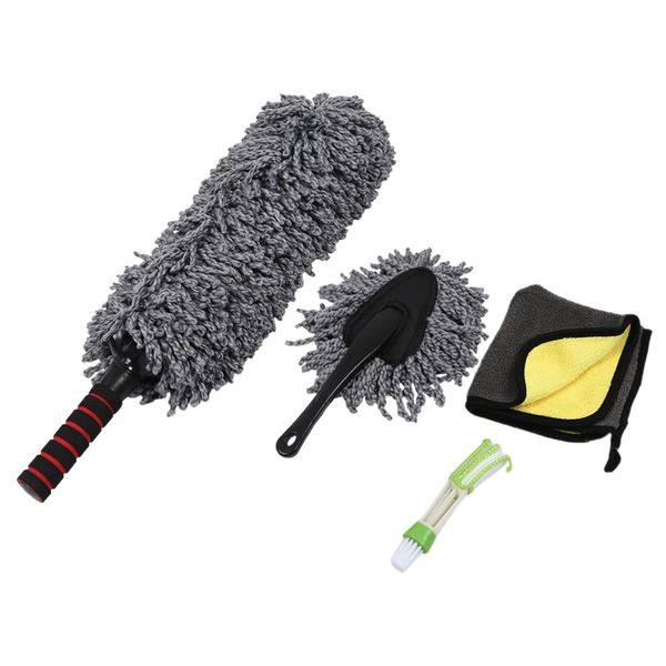 

car duster kit,set of 4,extendable microfiber multipurpose duster/cleaning dashboard duster/interior car detailing brush,exterio