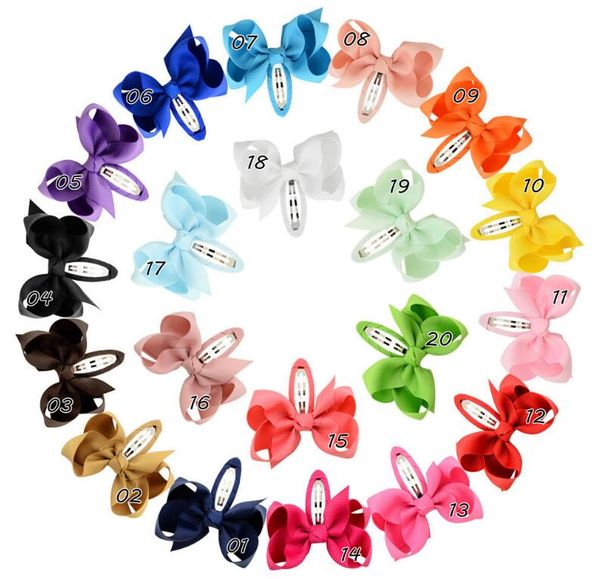 

2.75" boutique hair bows hair clips for baby girls kids accessories 100pcs 20colors, Slivery;white