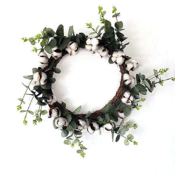 

diy decoration party home crafts halloween window round artificial cotton festival door hanging christmas wreath wedding