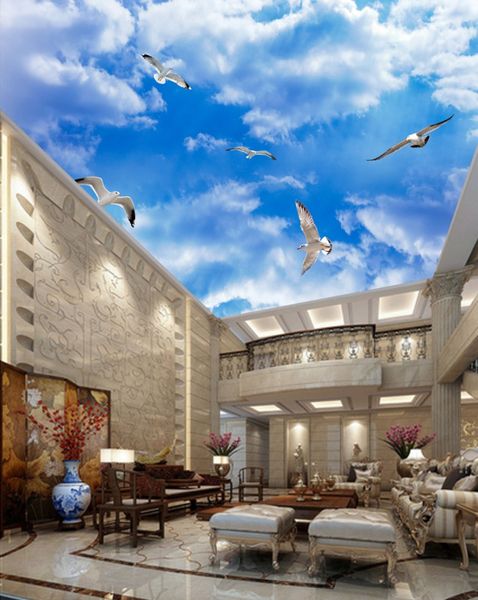 

sky ceiling wallpaper blue sky white clouds living room bedroom ceiling mural