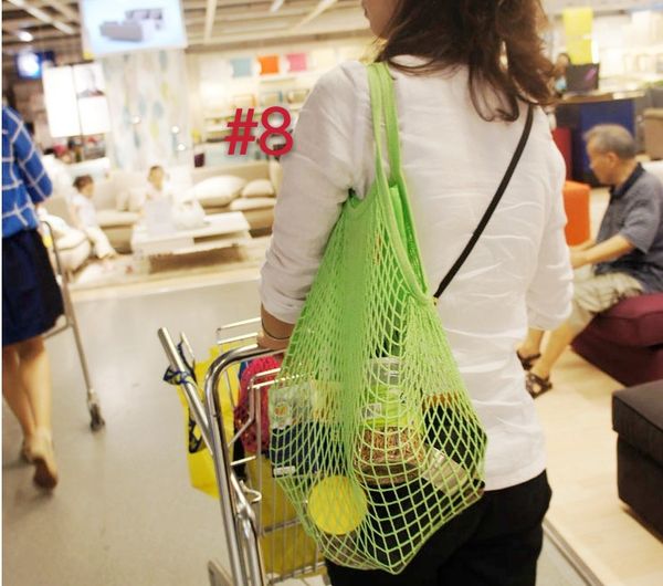 

14 цветов многоразовой бакалея сумка большого размер shopper tote сеть сетка тканой хлопчатобумажные сумки для домашнего хранения сумка порт