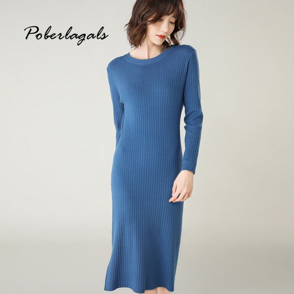 

autumn black red dress women winter fashion 2019 knitwear wool blends slim knitted long knee-knit sweater dress slim bottoming skirt, White;black