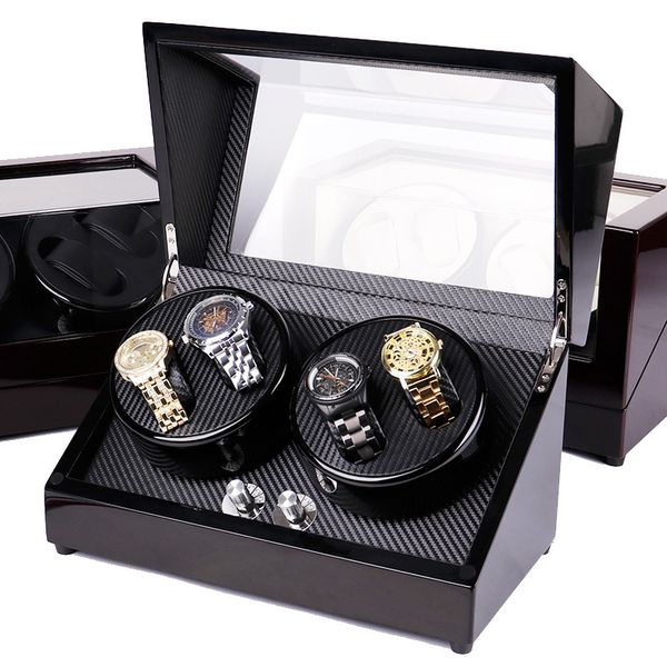 

selling eu/us/au/uk plug automatic mechanical watch winding box motor shaker watch winder holder display jewelry storage organizer, Black;blue