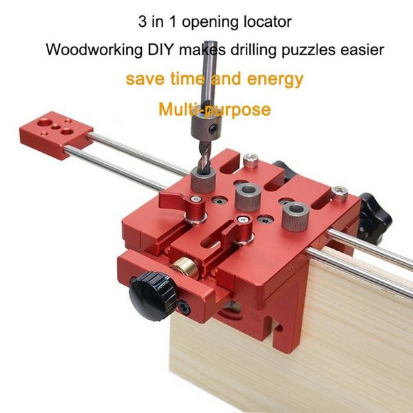 

3 in 1 woodworking hole drill punch positioner guide locator jig joinery system kit drill hole 32mm m14 sieeve screw size