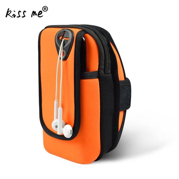 

simple style solid running bags men women arm bags for phone money keys outdoor sports arm package bag with headset hole