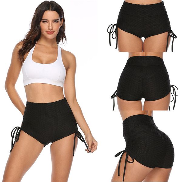 

yoga shorts women running sport high waist trunks summer push up gym fitness short tights solid sportswear athletic shorts, White;black
