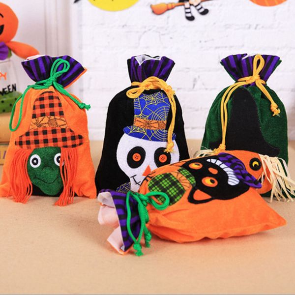 

halloween drawstring candy bag non-woven fabric cartoon portable handheld ghost pumpkin skull festival decoration magic gift bag wx9-1515