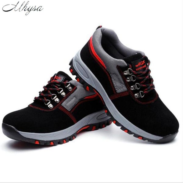 

mhysa 2019 steel toe безопасность рабочая обувь мужчины мода дышащая скольжения повседневная обувь сапоги мужские труда страхование прокол м, Black