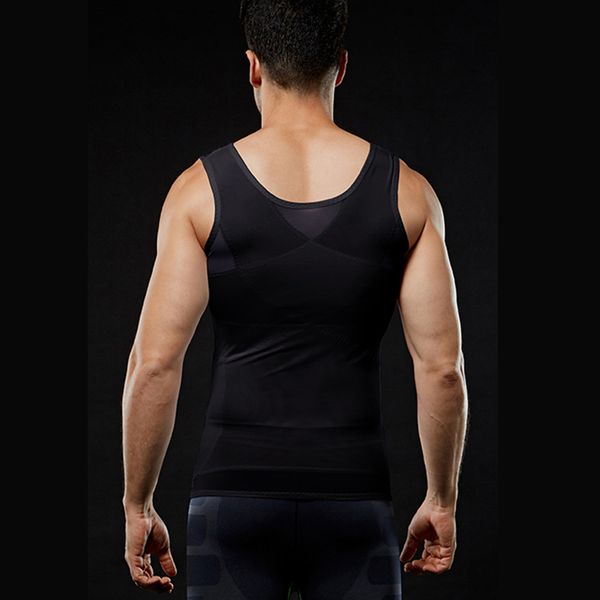 

men slimming body shaper waist trainer belly compression vest gym ngd88, Black;brown
