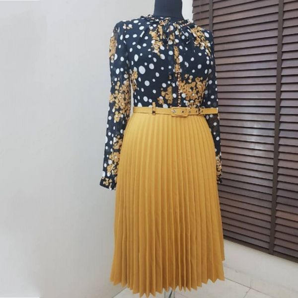 

spring autumn chiffon print dress casual cute women floral long bowknot dresses long sleeve vestido l-3xl plus size, Black;gray