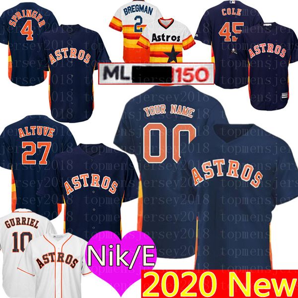 

45 Gerrit Cole 44 Yordan Alvarez 2 Alex Bregman 27 Jose Altuve Justin Verlander Yuli Gurriel Keuchel Jake Marisnick Jersey Custom Astro